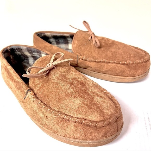 DOCKERS mens moccasin slippers tan suede size 11-12 - Picture 3 of 10